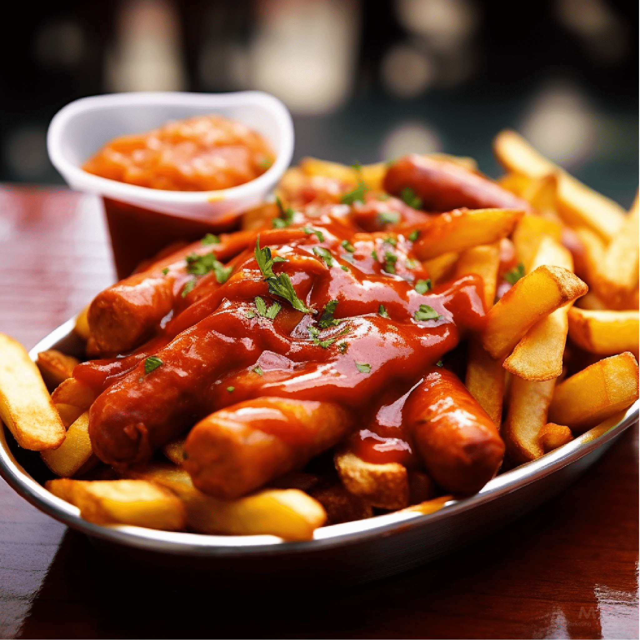 Currywurst (Germany): A beloved German street food, currywurst consists of sliced sausages served with fries and curry ketchup.